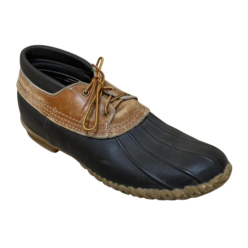 LL Bean Maine Hunting Shoe Duck Boots Brown Leather Lace Up Men‎ 14 N USA Preppy